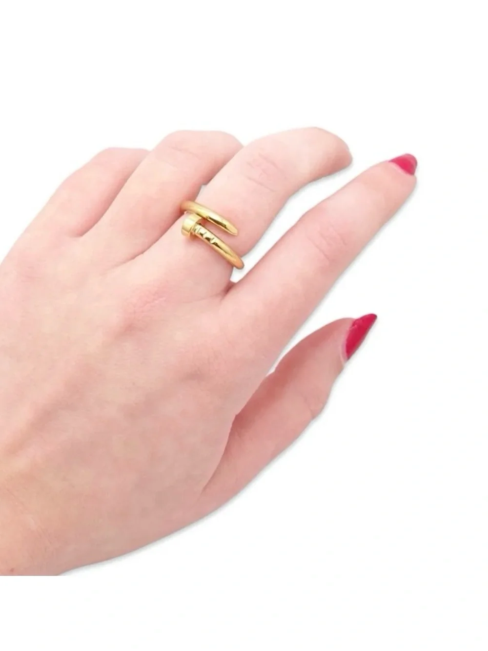 Generic Gold Stainless Steel Nail Cuff Ring